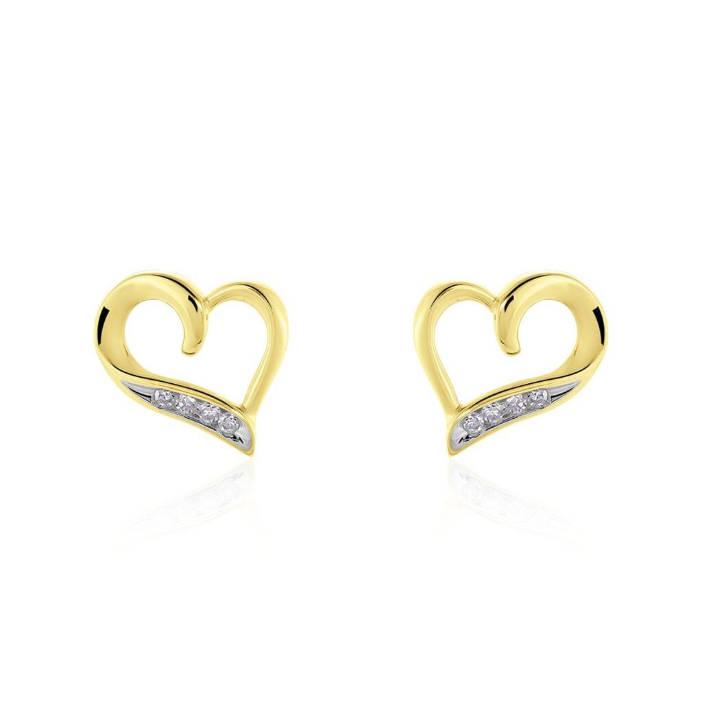 🦚 Herz Hanne Damen Ohrstecker Gold 375 (9 Karat) Diamant Weiß 0,04 ct Herz, Ohrstecker mit Stein Unkategorisiert online kaufen