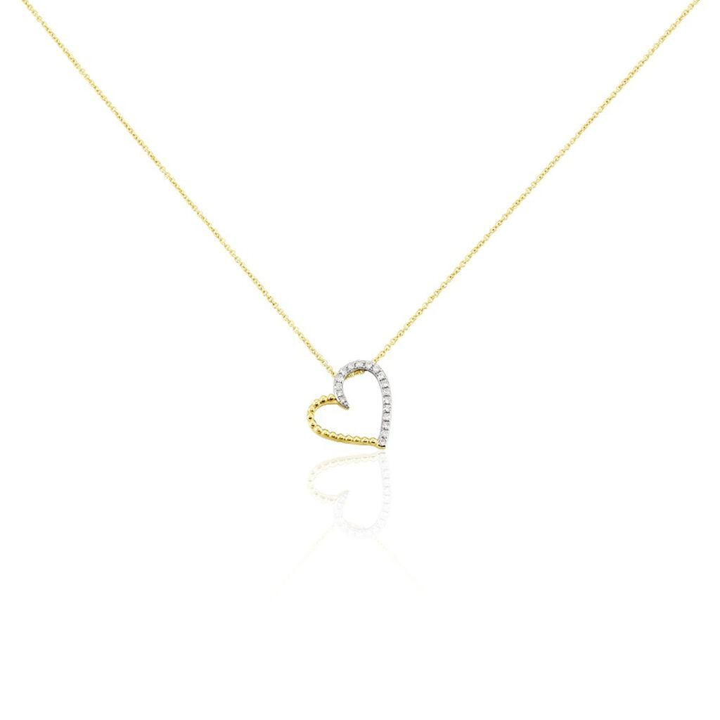 🦚 Herz Modern Damen Collier Gold 375 (9 Karat) Diamant Weiß 0,1 ct Herz B 0,95 mm, Collier mit Stein Unkategorisiert online kaufen