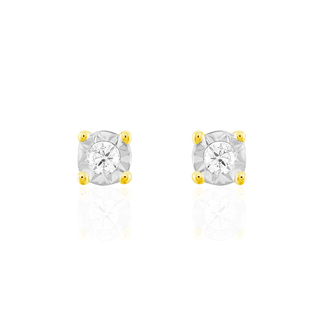 🦚 Illusion Damen Ohrstecker Gold 375 (9 Karat) Diamant Weiß 0,06 ct B 3 mm, Ohrstecker mit Stein Unkategorisiert online kaufen