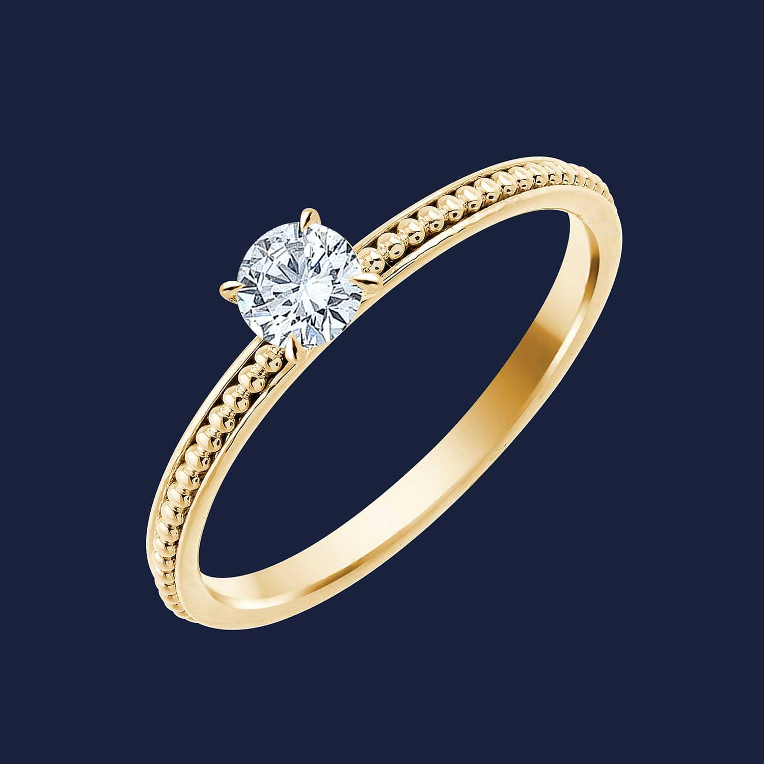 🦚 Marika Round Bead Ring - 14k Gelbgold / 0.30ct natürlicher Diamant in SI H+ von Pukka Berlin Unkategorisiert online kaufen