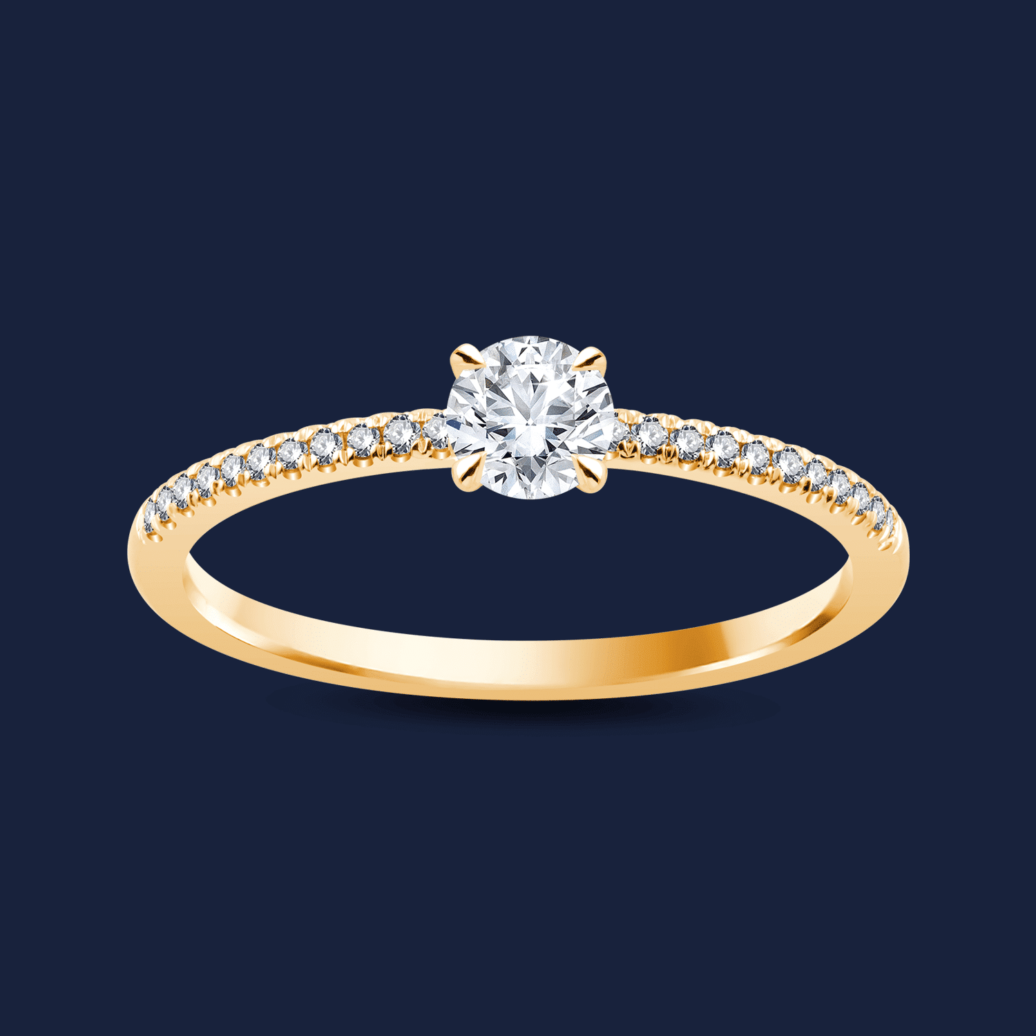 🦚 Micro Caress Round Ring - 14k Gelbgold / 0.30ct natürlicher Diamant in SI H+ von Pukka Berlin Unkategorisiert online kaufen