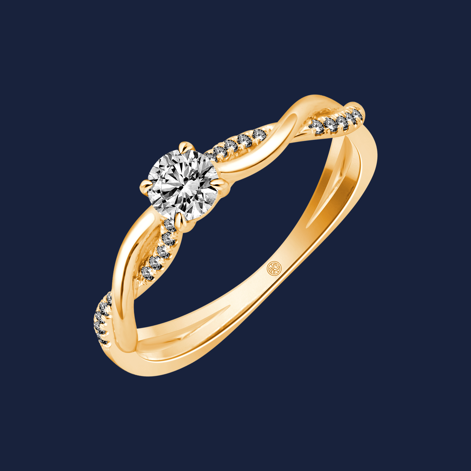 🦚 Micro Cathedral Round Intertwined Ring - 14k Gelbgold / 0.30ct natürlicher Diamant in SI H+ von Pukka Berlin Unkategorisiert online kaufen