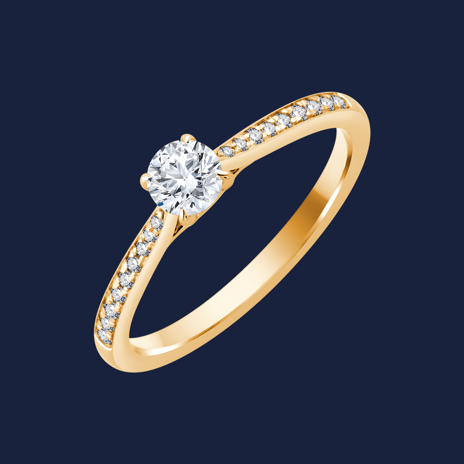 🦚 Micro Cathedral Round Pinched Ring - 14k Gelbgold / 0.30ct natürlicher Diamant in SI H+ von Pukka Berlin Unkategorisiert online kaufen