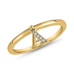 🦚 Ring mit Buchstabenanhänger aus Gelbgold, Diamanten Unkategorisiert online kaufen
