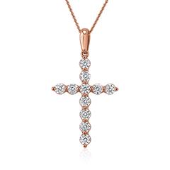 🦚 Roségoldene Kreuzkette mit Diamanten für Damen Unkategorisiert online kaufen