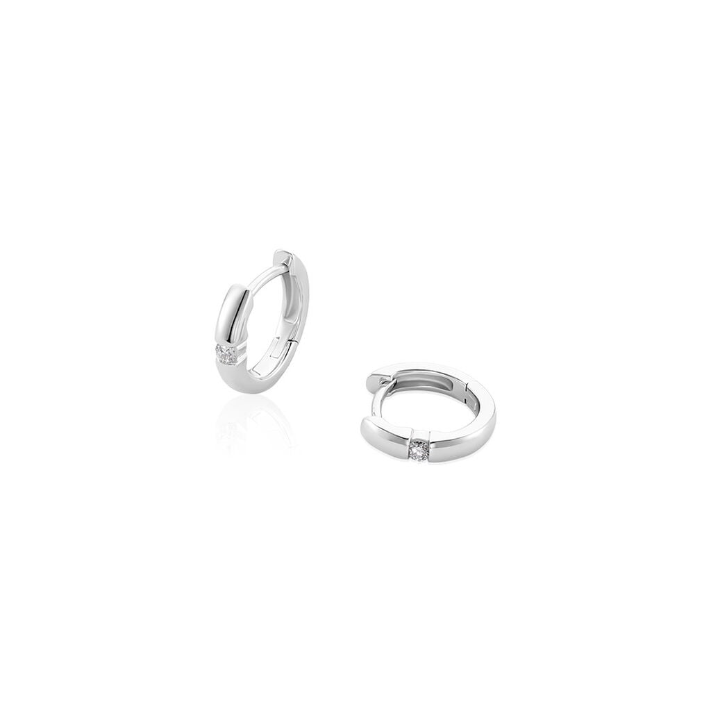 🦚 SANINA Damen Creolen Weißgold 585 (14 Karat) Diamant Weiß 0,06 ct, Creolen mit Stein Unkategorisiert online kaufen