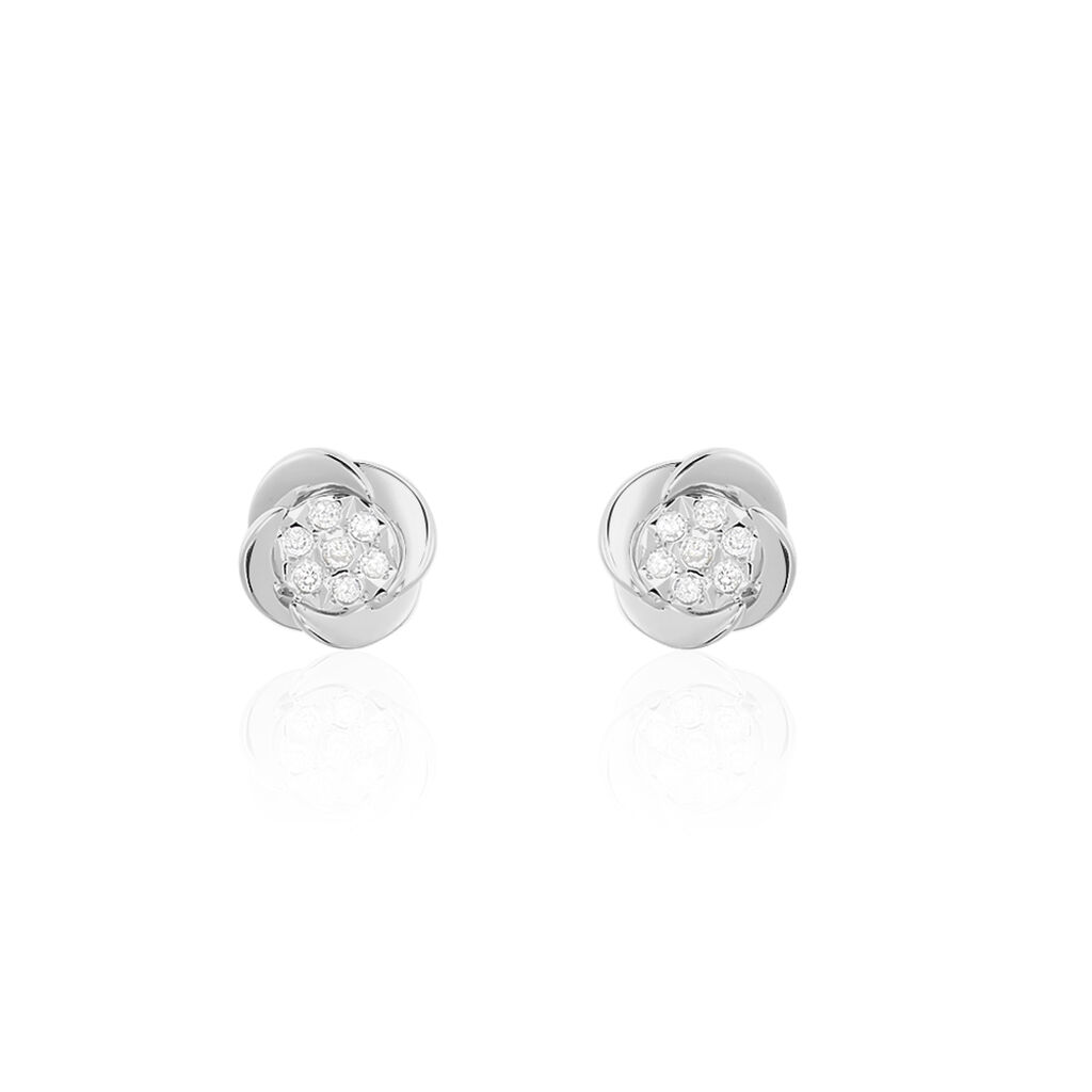 🦚 SAXA Damen Ohrstecker Weißgold 375 (9 Karat) Diamant Weiß 0,01 ct Blume, Ohrstecker mit Stein Unkategorisiert online kaufen