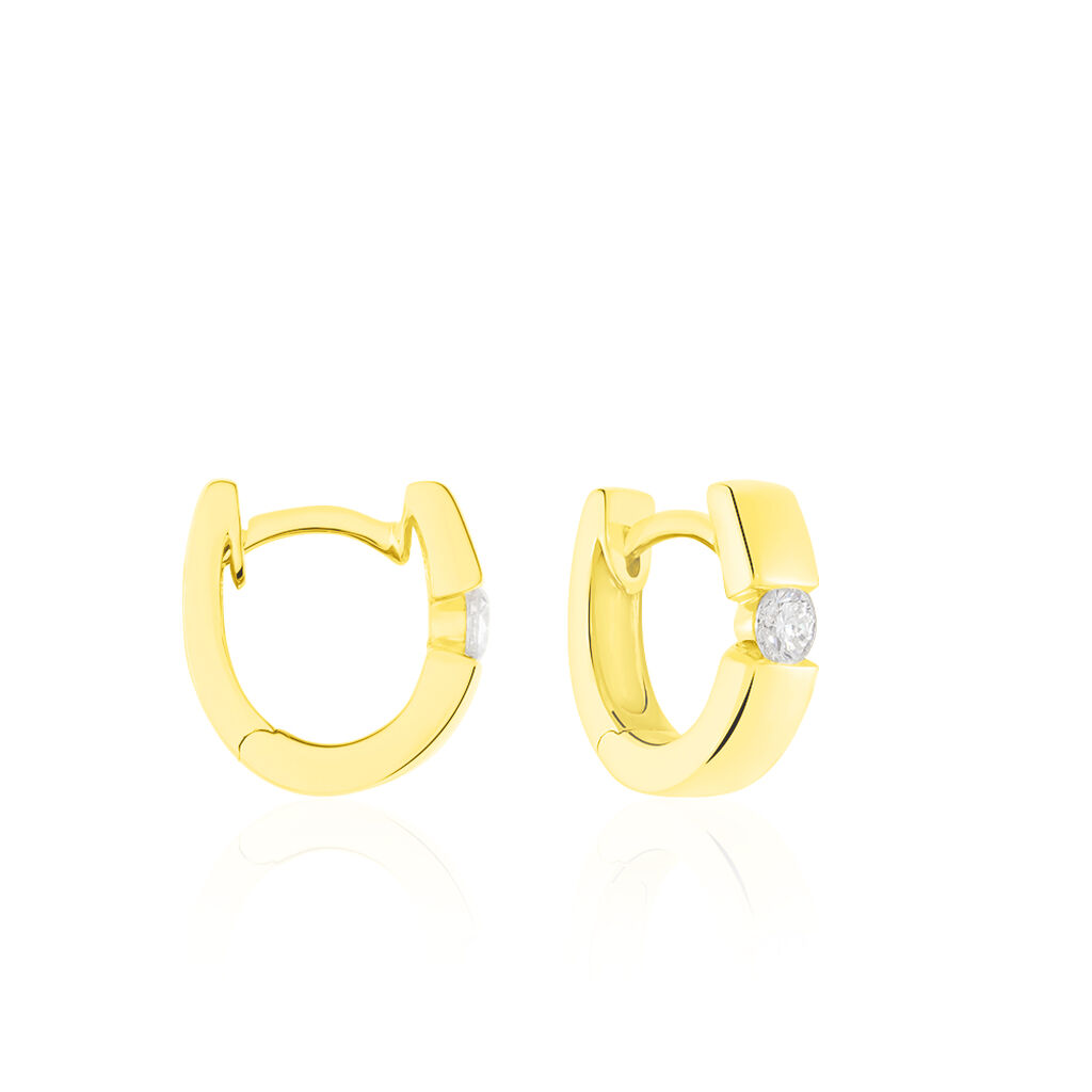 🦚 SEVILLE Damen Creolen Gold 375 (9 Karat) Diamant Weiß 0,2 ct B 3,6 mm, Creolen mit Stein Unkategorisiert online kaufen