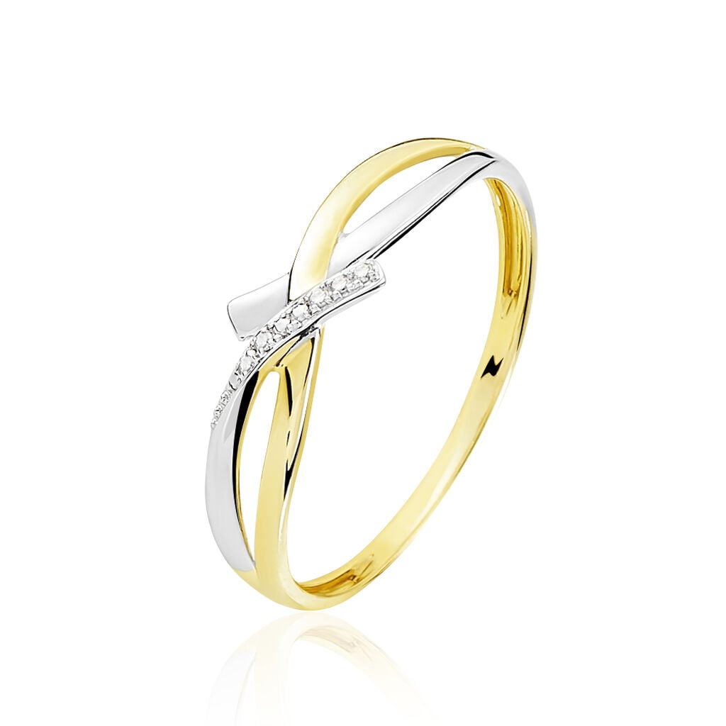 🦚 SOUKAYNA Damen Ring Gold Bicolor 375 (9 Karat) Diamant Weiß 0,000 ct Welle, Ring mit Stein Unkategorisiert online kaufen