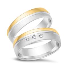 🦚 Trauringe 585er Gelb- Weissgold 3 Diamanten Unkategorisiert online kaufen