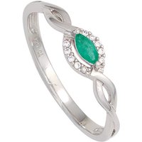 JOBO Fingerring, 375 Weißgold mit Smaragd und 10 Diamanten silberfarben Unkategorisiert online kaufen