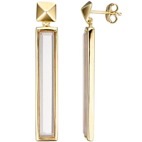 Ohrhänger lang 925 Sterling Silber gold vergoldet 2 rosa Glassteine Ohrringe Unkategorisiert online kaufen