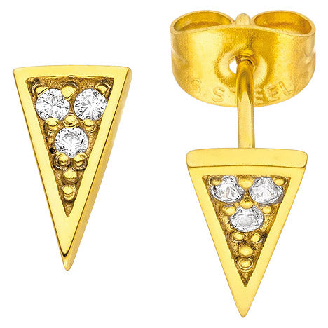Ohrstecker Dreieck spitz Edelstahl goldfarben beschichtet 6 Kristalle Unkategorisiert online kaufen