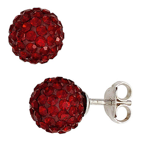 Ohrstecker Kugel 925 Sterling Silber mit Kristallen rot Ohrringe Unkategorisiert online kaufen