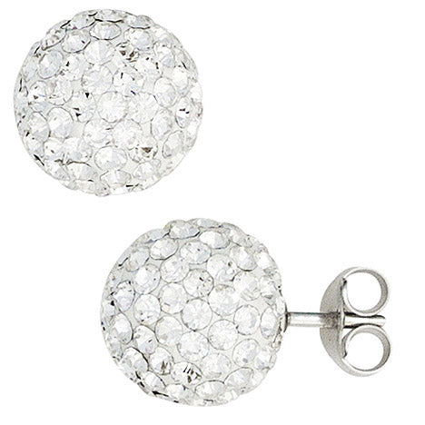 Ohrstecker Kugel 925 Sterling Silber rhodiniert mit Kristallen Ohrringe Unkategorisiert online kaufen