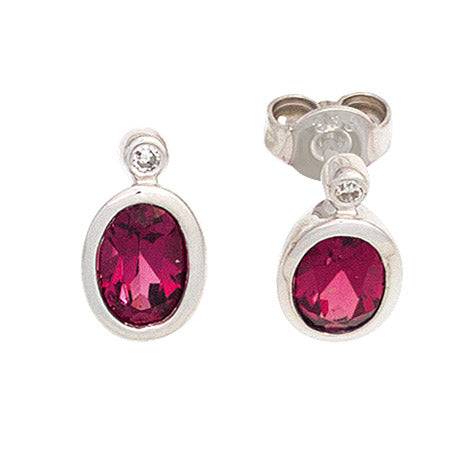 Ohrstecker oval 585 Gold Weißgold 2 Turmaline rosa pink 2 Diamanten Ohrringe Unkategorisiert online kaufen