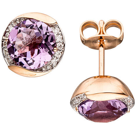 Ohrstecker rund 585 Gold Rotgold 20 Diamanten 2 Amethyste lila violett Ohrringe Unkategorisiert online kaufen